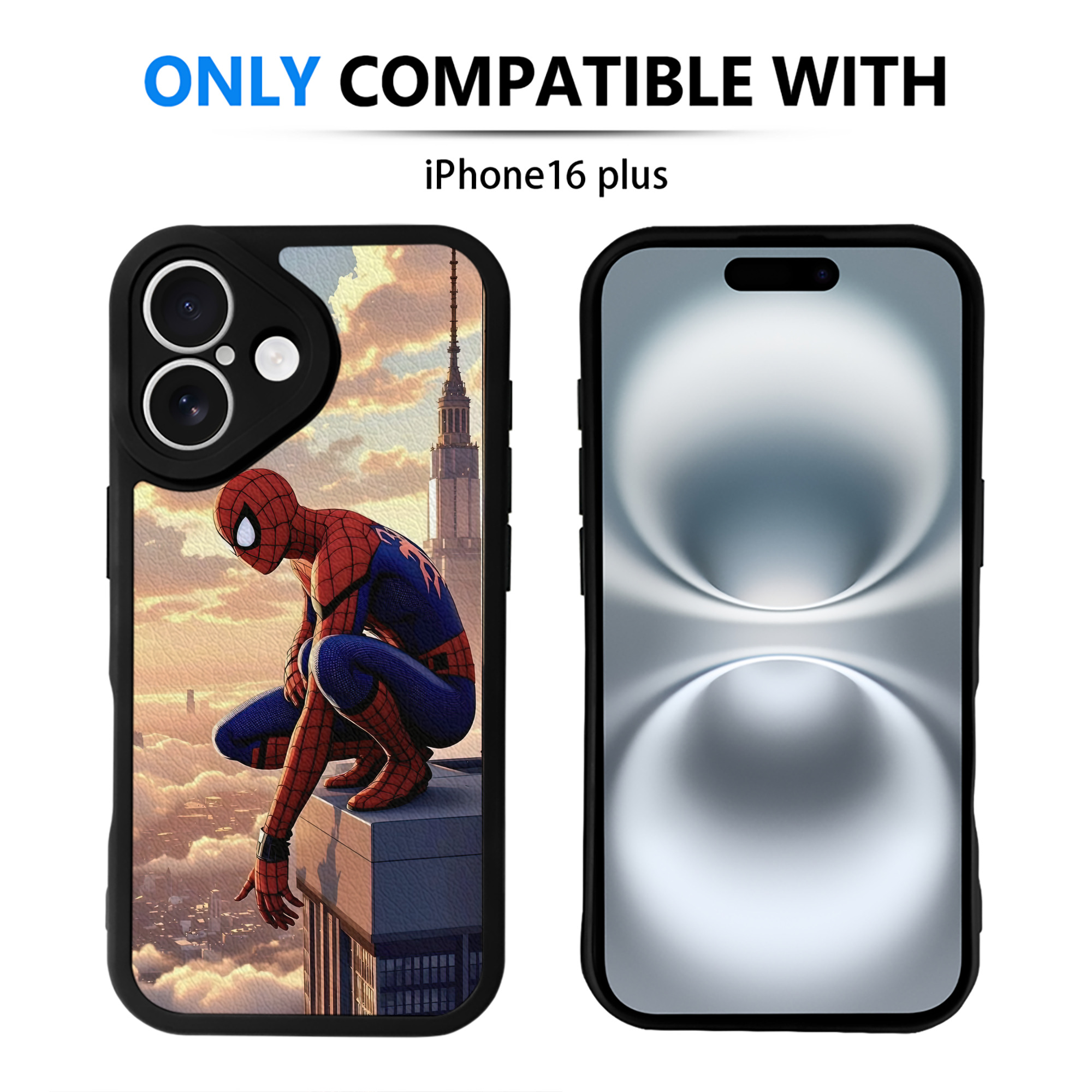 （画像用） Spider Man スパイダーマン 【iPhone 16シリーズ対応】シリコンスマホケース（レザー調） 材質：シリコン